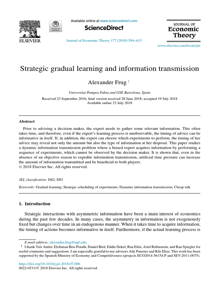 Strategic Gradual Learning and Information Transmission | PDF ...
