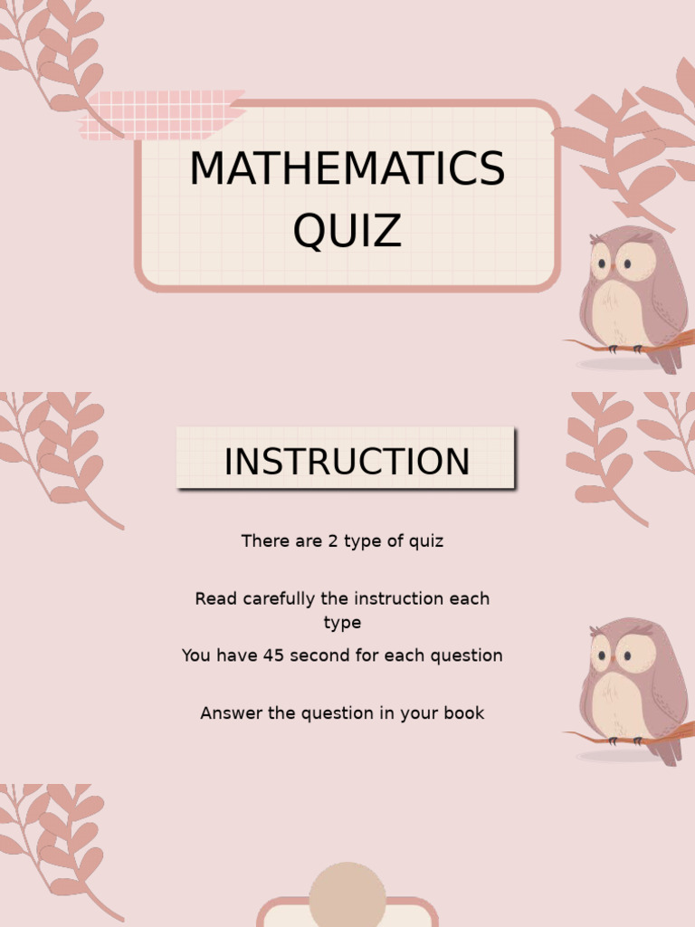 Cream Cute Illustrated Mathematics Quiz Educational Presentation | PDF
