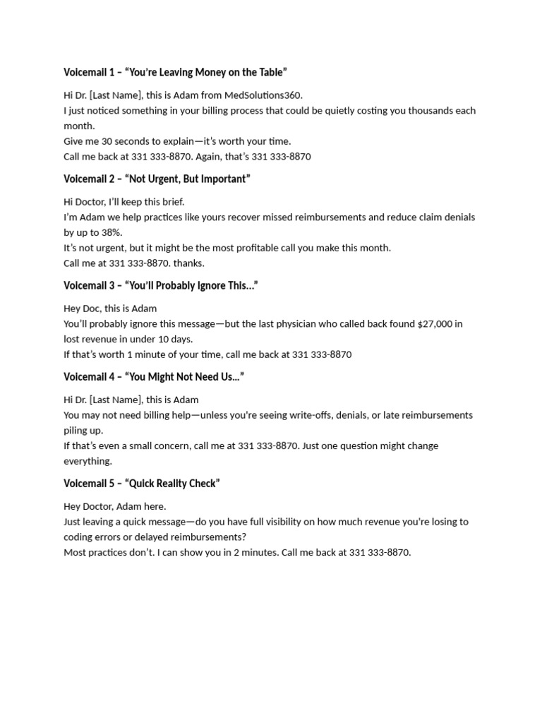 Voicemails Scripts | PDF