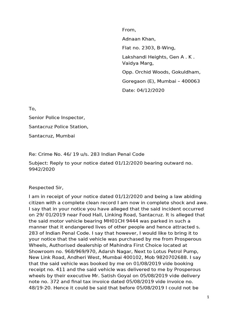 Response to Police Notice on Vehicle | PDF | Crimes | Crime & Violence