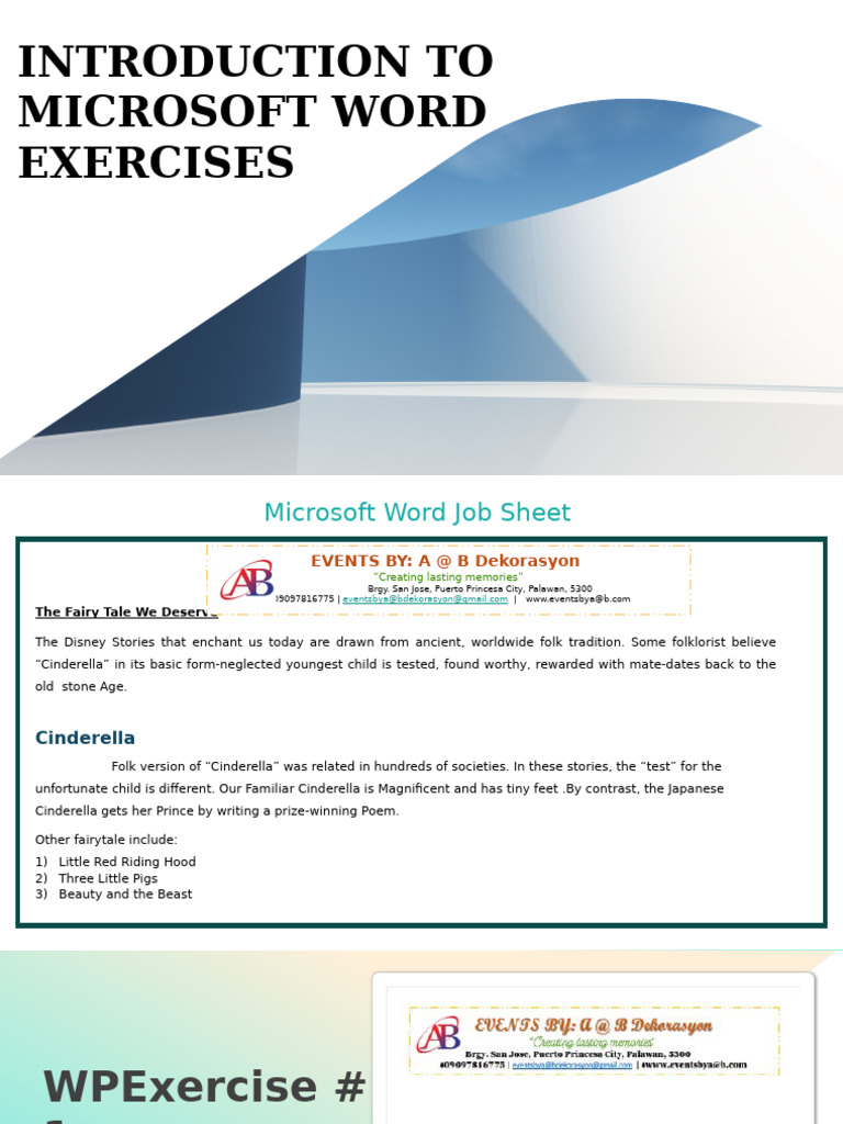 Microsoft Word Exercises Overview | PDF