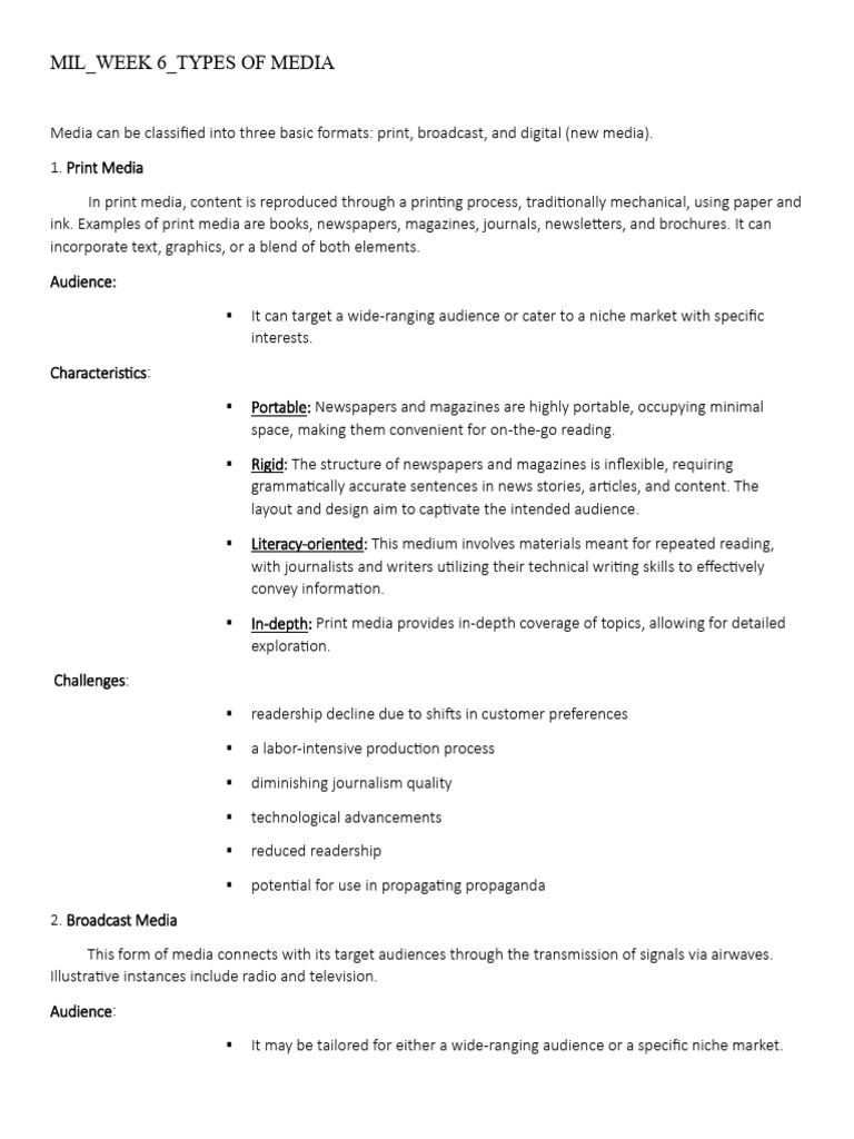 Overview of 6 Media Types | PDF | Technological Convergence | New Media