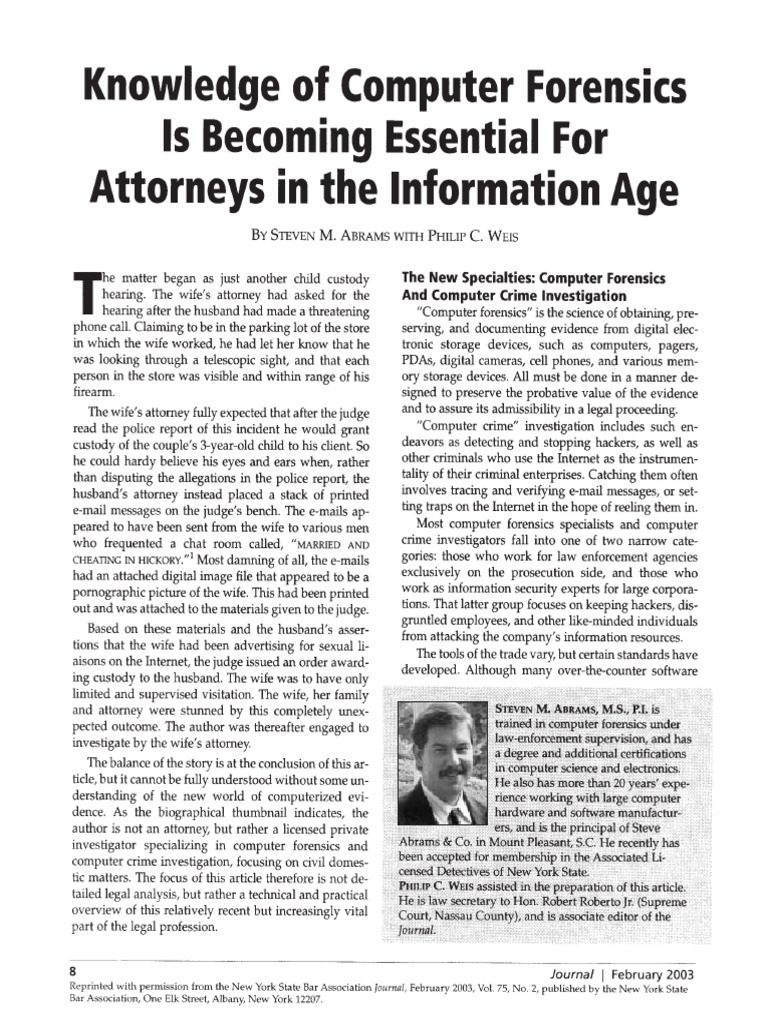 Legal-Knowledge of Computer Forensics Essential For Attorneys | PDF
