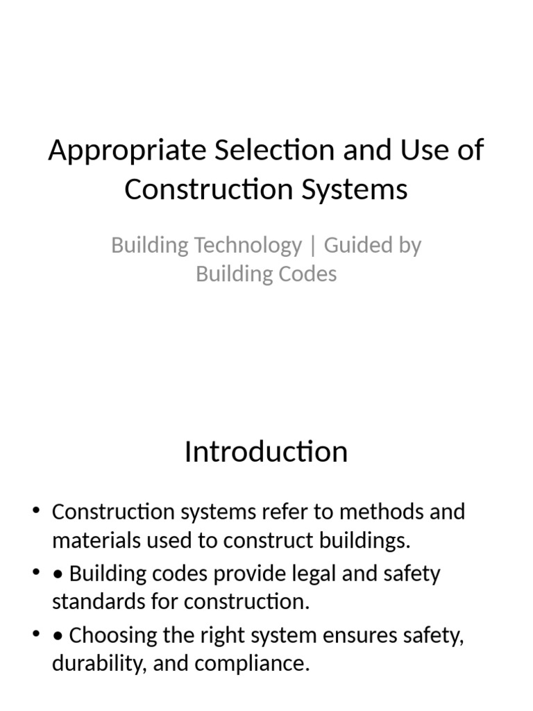 Construction Systems and Building Codes Presentation | PDF