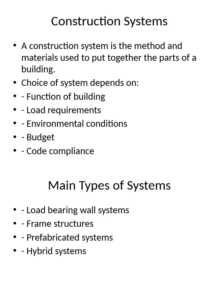 Construction Systems Presentation | PDF