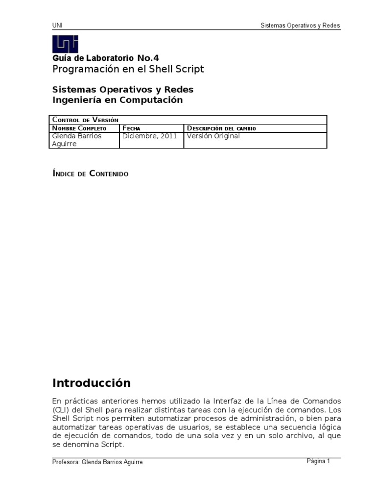 04.guía de Laboratorio de Programación Shell Script | PDF | Interfaz de ...
