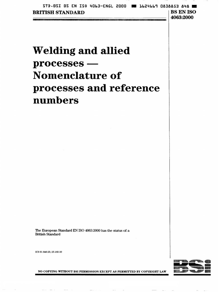 ISO 4063: Welding Process Nomenclature | PDF | International ...