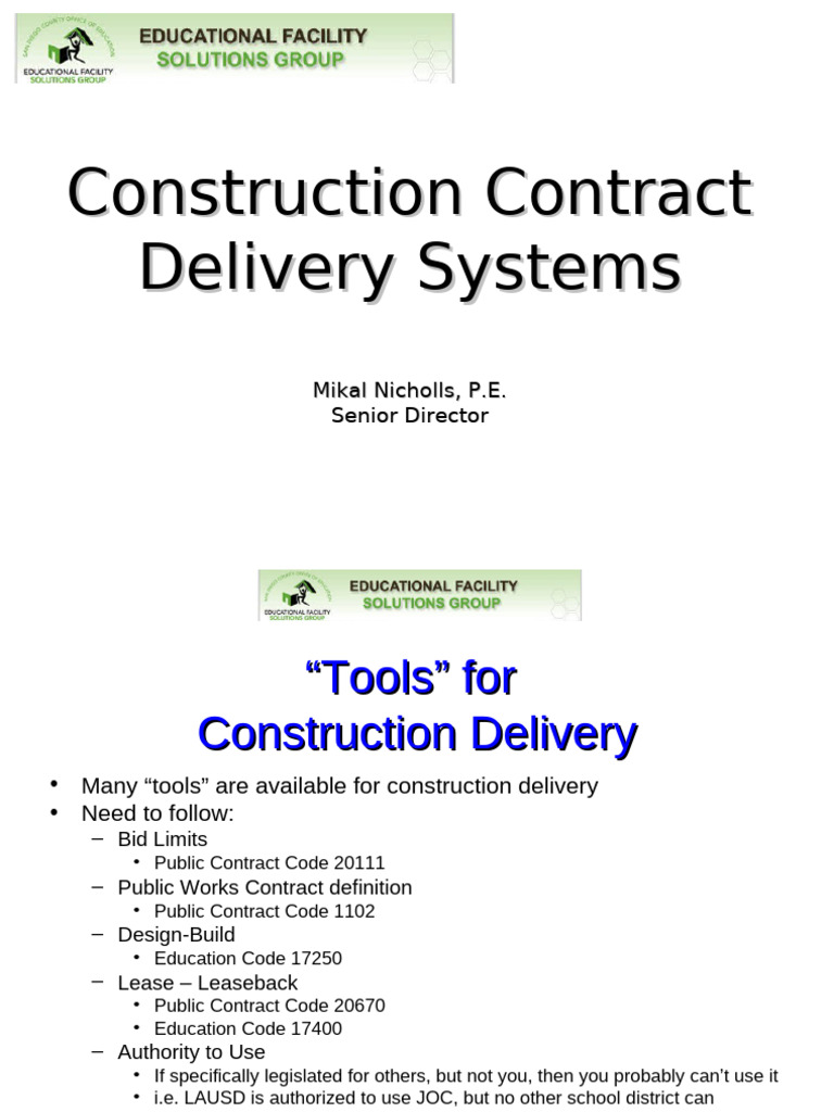 Construction Contract Delivery Systems | PDF | General Contractor ...