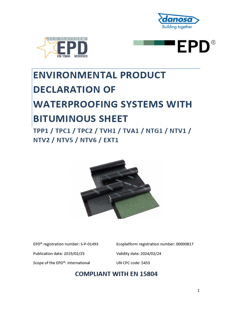 Danosa España Waterproofing EPD | PDF | Life Cycle Assessment | Waste