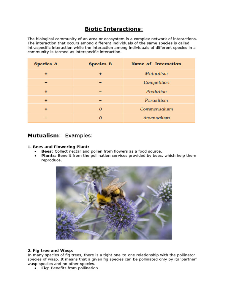 Understanding Biotic Interactions in Ecosystems | PDF | Parasitism ...