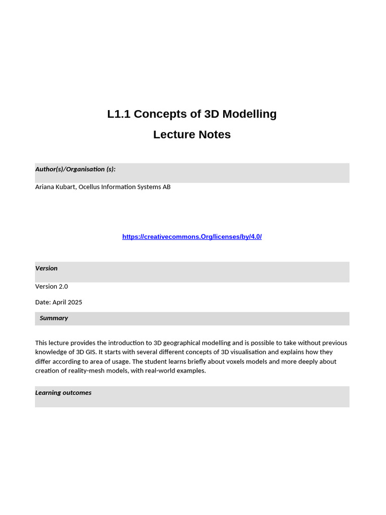 Introduction to 3D Geographical Modelling | PDF | 3 D Modeling | Voxel