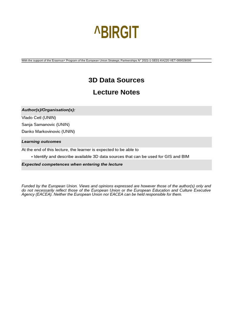3D Data Sources for GIS and BIM | PDF | Metadata | Data