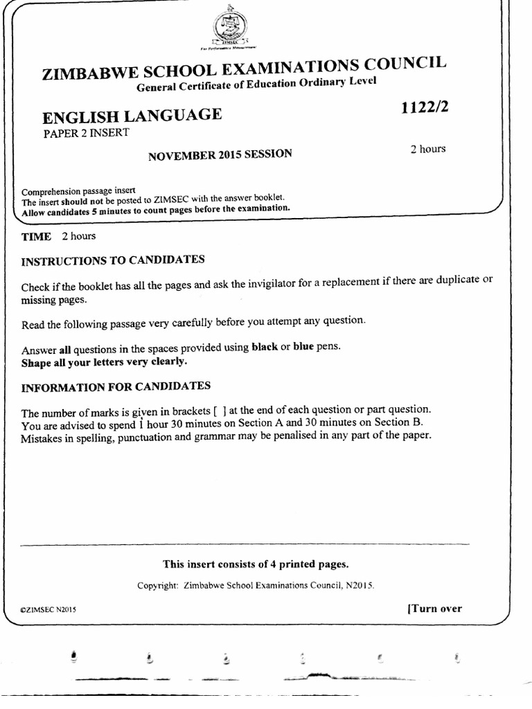 English November 2015 Insert Passage | PDF