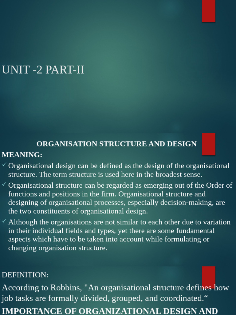 Organizational Structure and Design Overview | PDF | Organizational ...