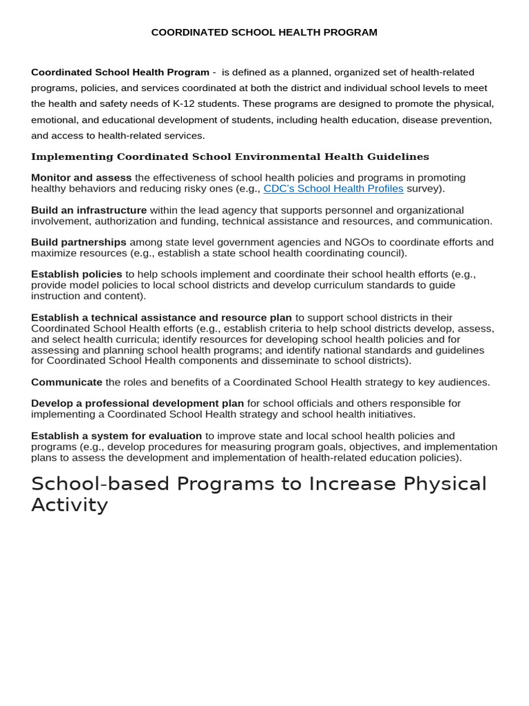 Coordinated School Health Program Overview | PDF