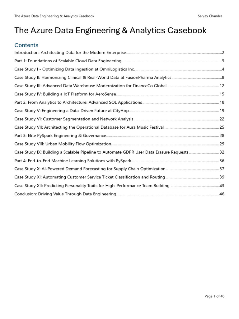 The Azure Data Engineering & Analytics Casebook v2.0 | PDF | Microsoft ...
