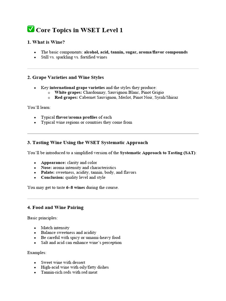 WSET Level 1 Wine Notes Guide | PDF