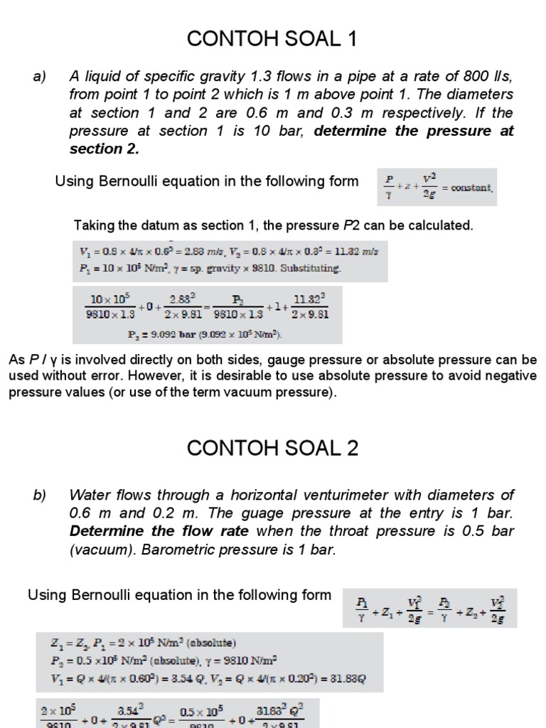Contoh Soal Bernoulli-BIO 2011 | Pressure Measurement ...