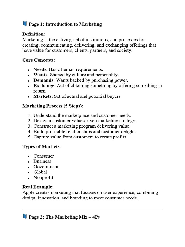 Core Concepts of Marketing Explained | PDF