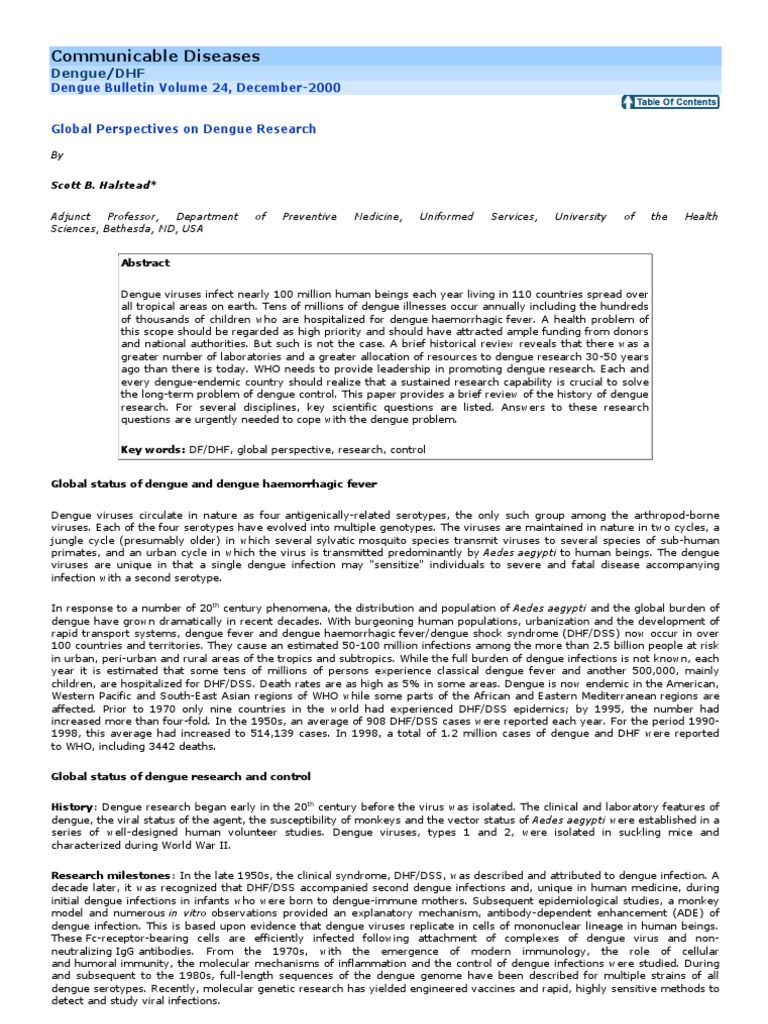 Global Perspectives on Dengue Research | PDF | Infection | Virus
