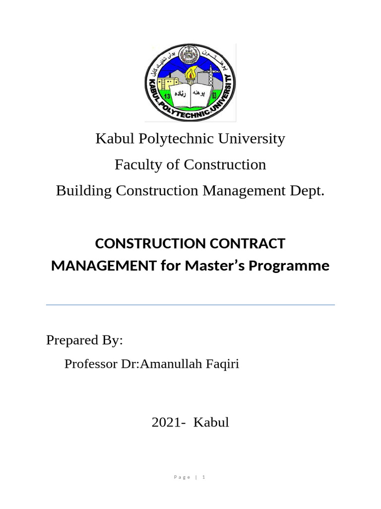 Construction Contract Management Overview | PDF | General Contractor ...