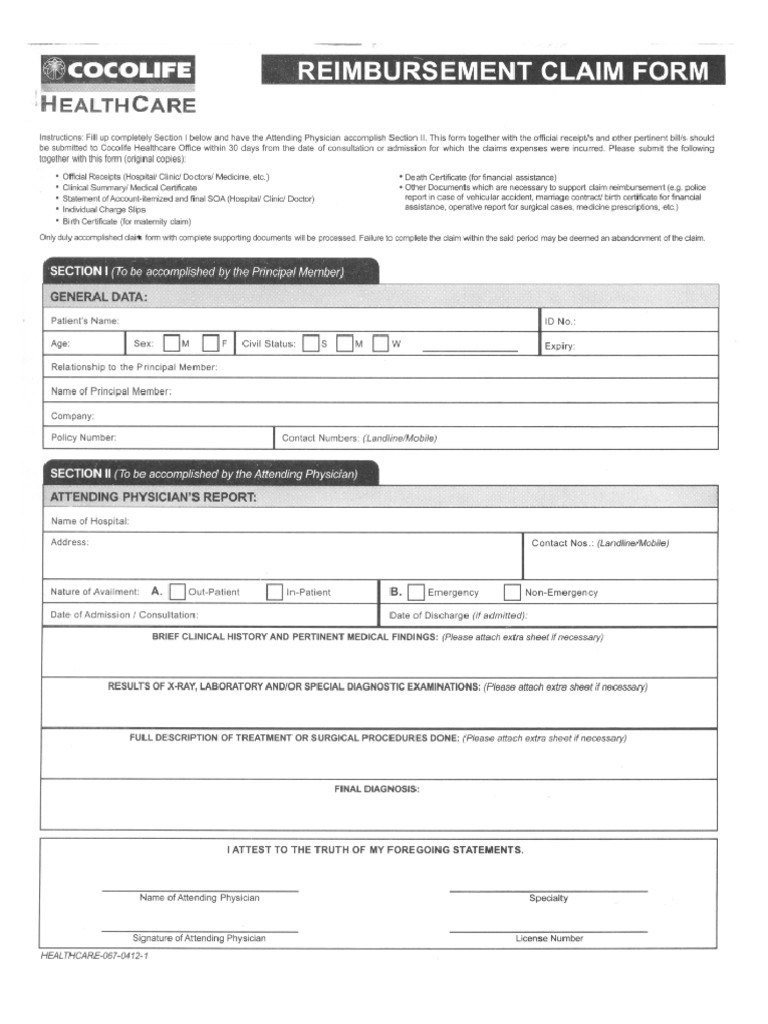 HMO Reimbursement Form | PDF