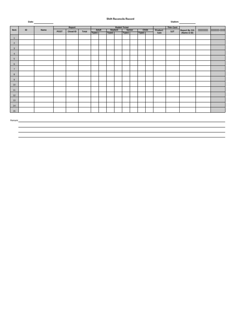 Shift Reconcile Record | PDF