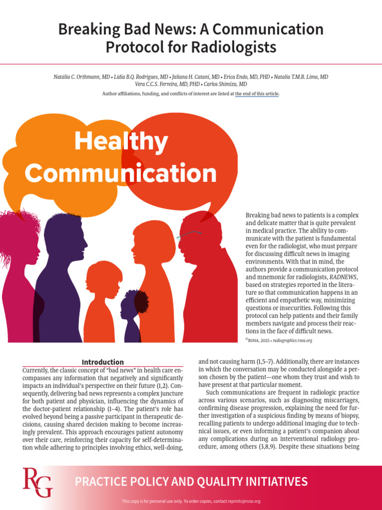 RADNEWS: Protocol for Radiologists | PDF | Empathy | Radiology