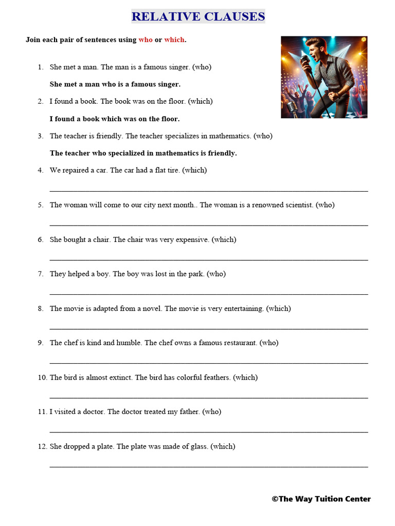 1. Relative clauses (Who or Which) (With Clues) | PDF | Chess Openings ...
