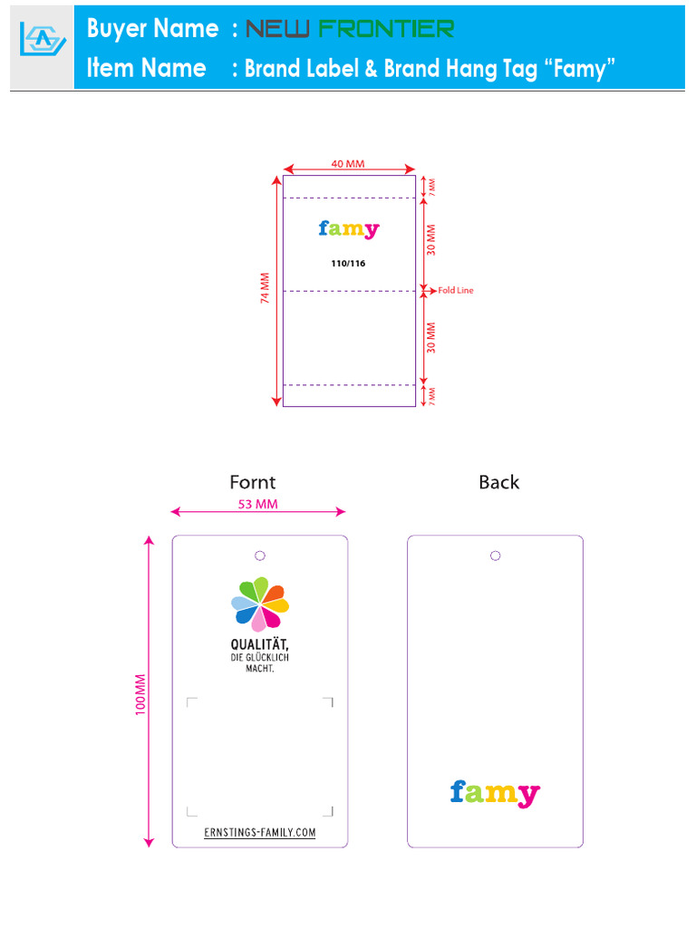 Brand Label & Brand Hang Tag Layout - Famy | PDF