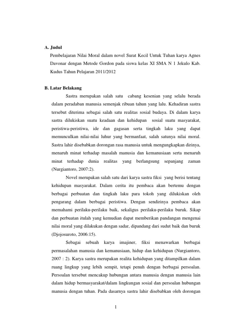 Kekurangan Novel Surat Kecil Untuk Tuhan Contoh Seputar