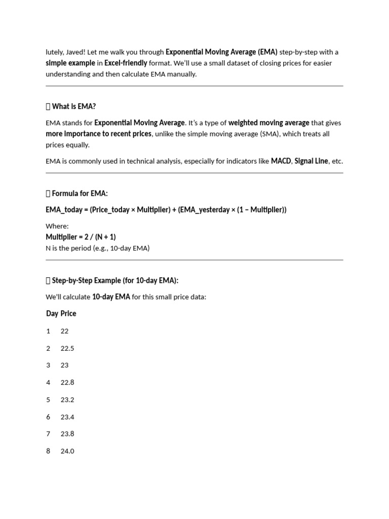 EMA Calculation | PDF | Moving Average | Analysis