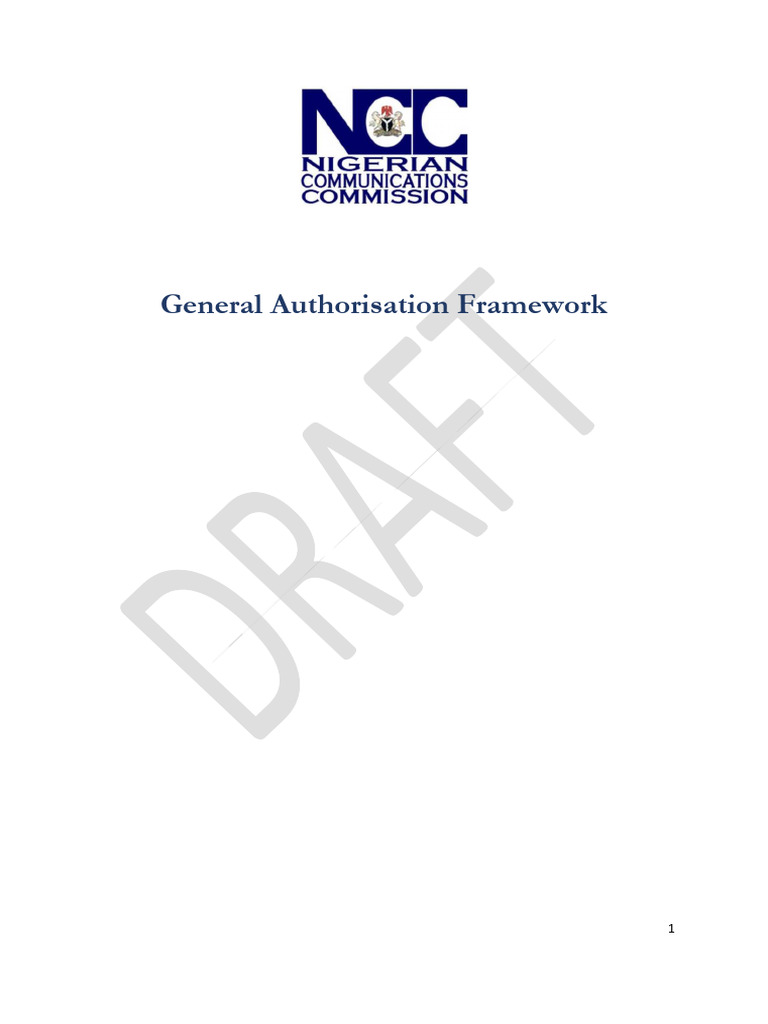 NCC General Authorisation Framework | PDF | Regulatory Compliance | License
