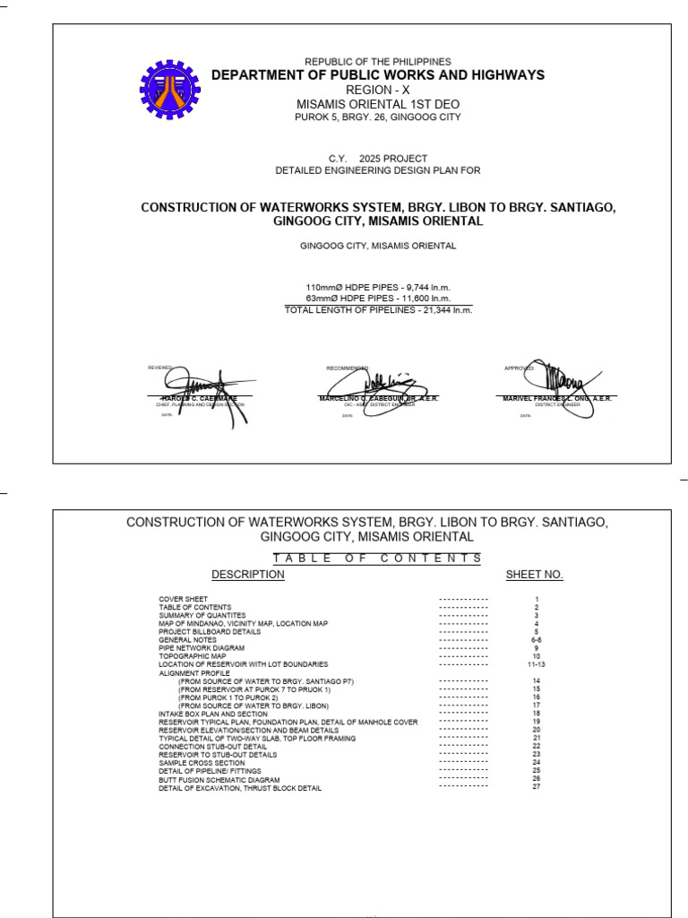 Waterworks System Design Plan, Gingoog | PDF | Mechanical Engineering ...
