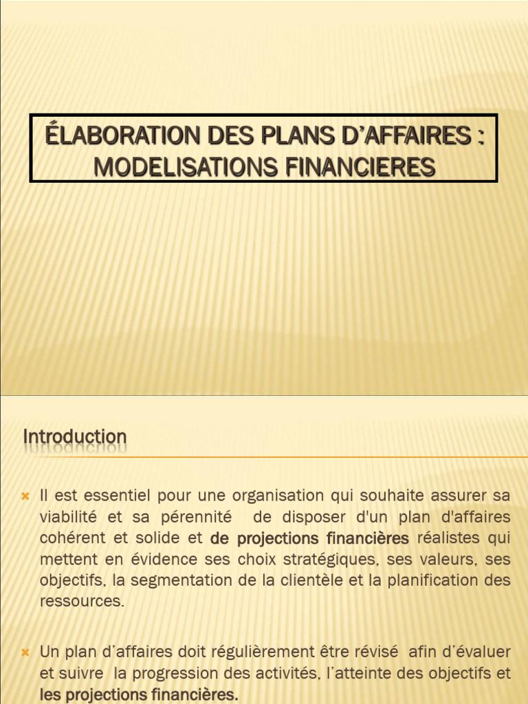 Modélisation financière des plans d'affaires | PDF | Plan d'affaires ...
