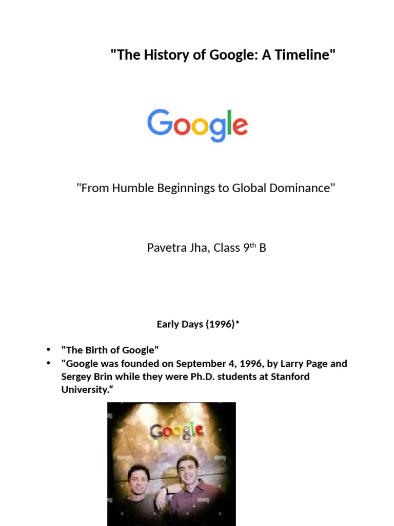 Google History Timeline: From 1996 to Now | PDF