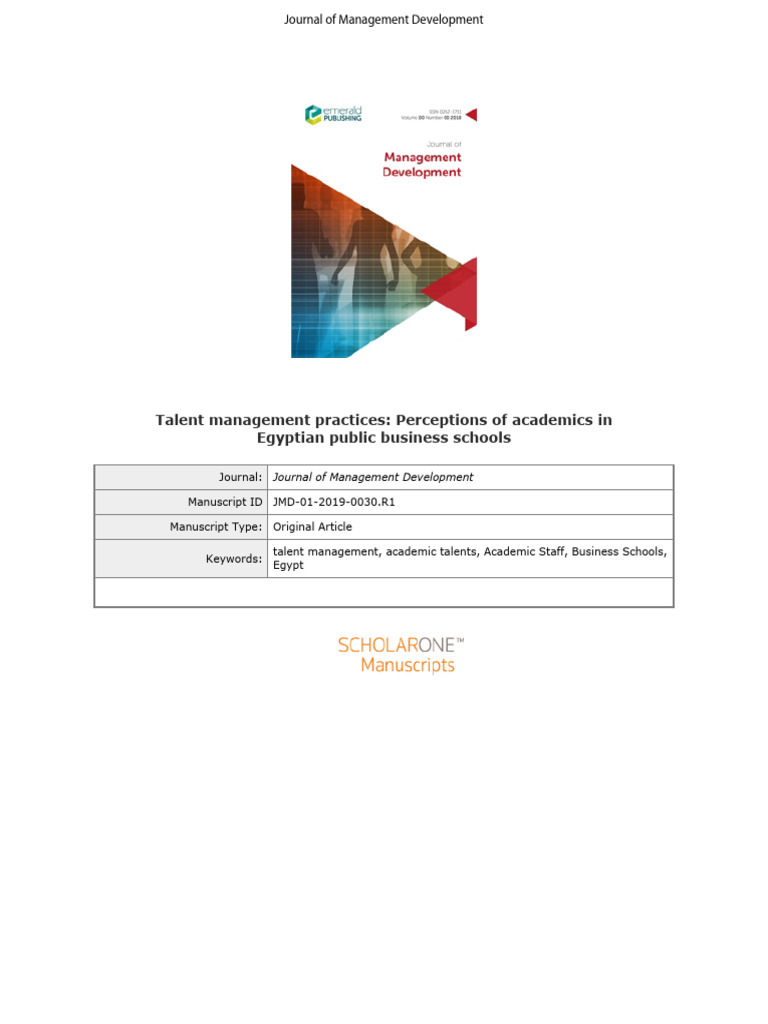 Talent Management Practices Perceptions of Academics in | PDF | Talent ...