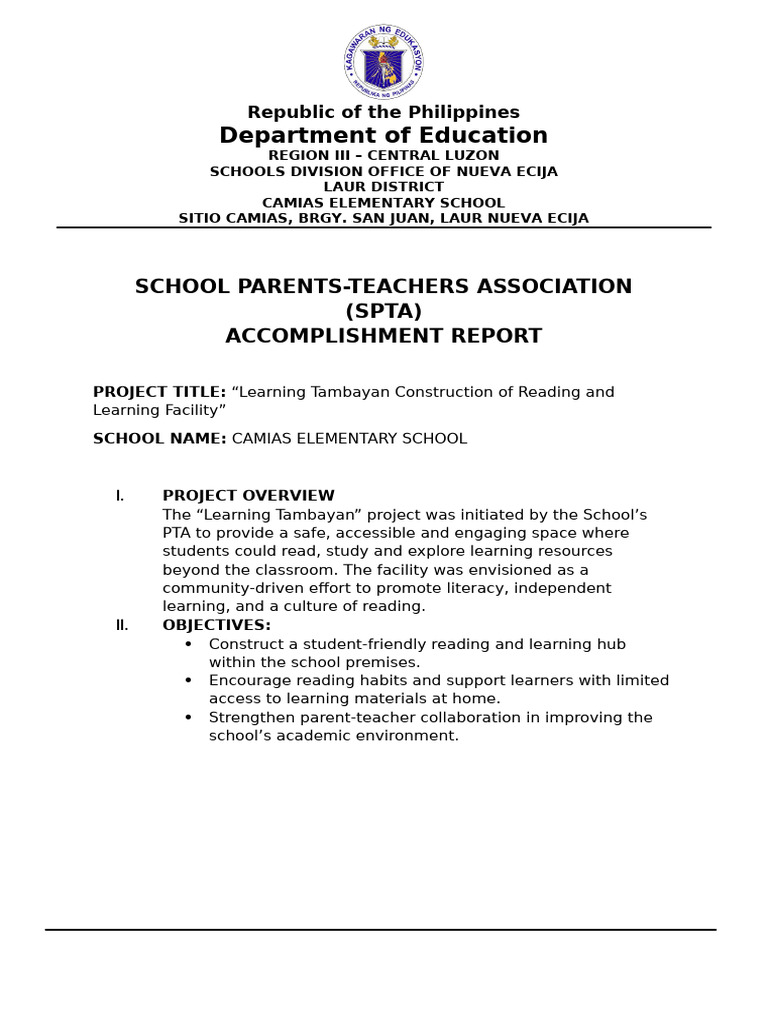 Camias_es_spta_accomplishment Report and Best Practices | PDF ...