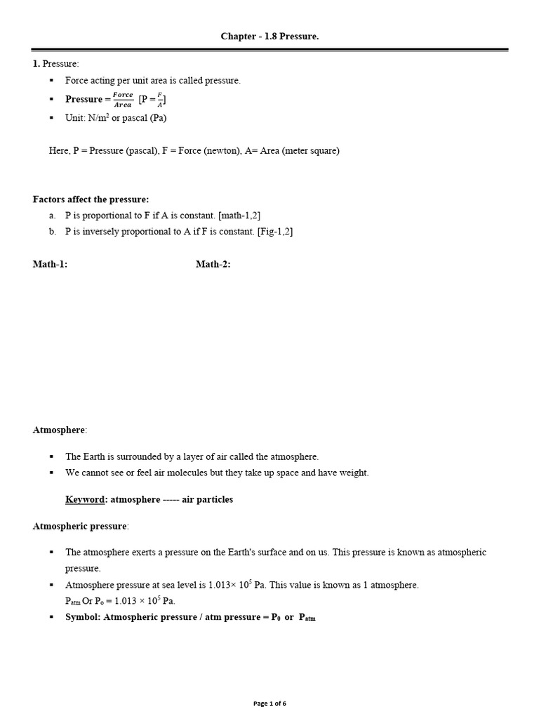Understanding Pressure and Its Applications | PDF | Pressure ...