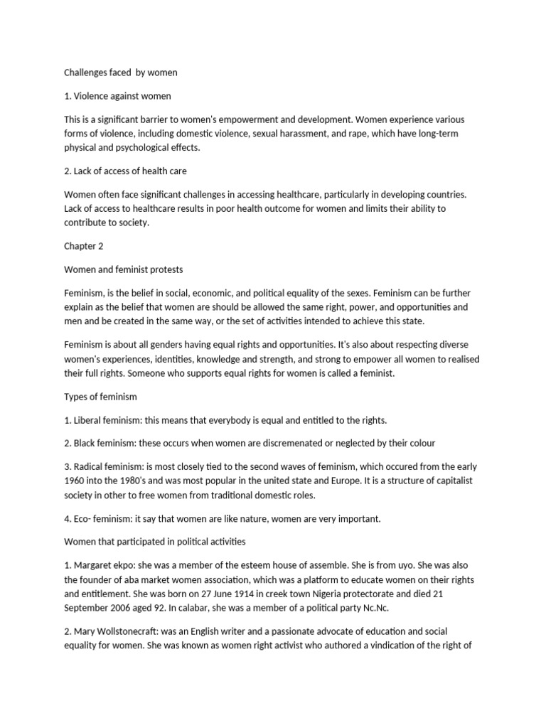 Challenges and Progress for Women in Nigeria | PDF | Feminism | Gender ...