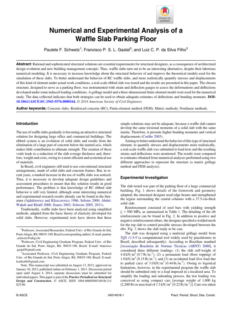 Schwetz Et Al Numerical and Experimental Analysis of a Waffle Slab ...