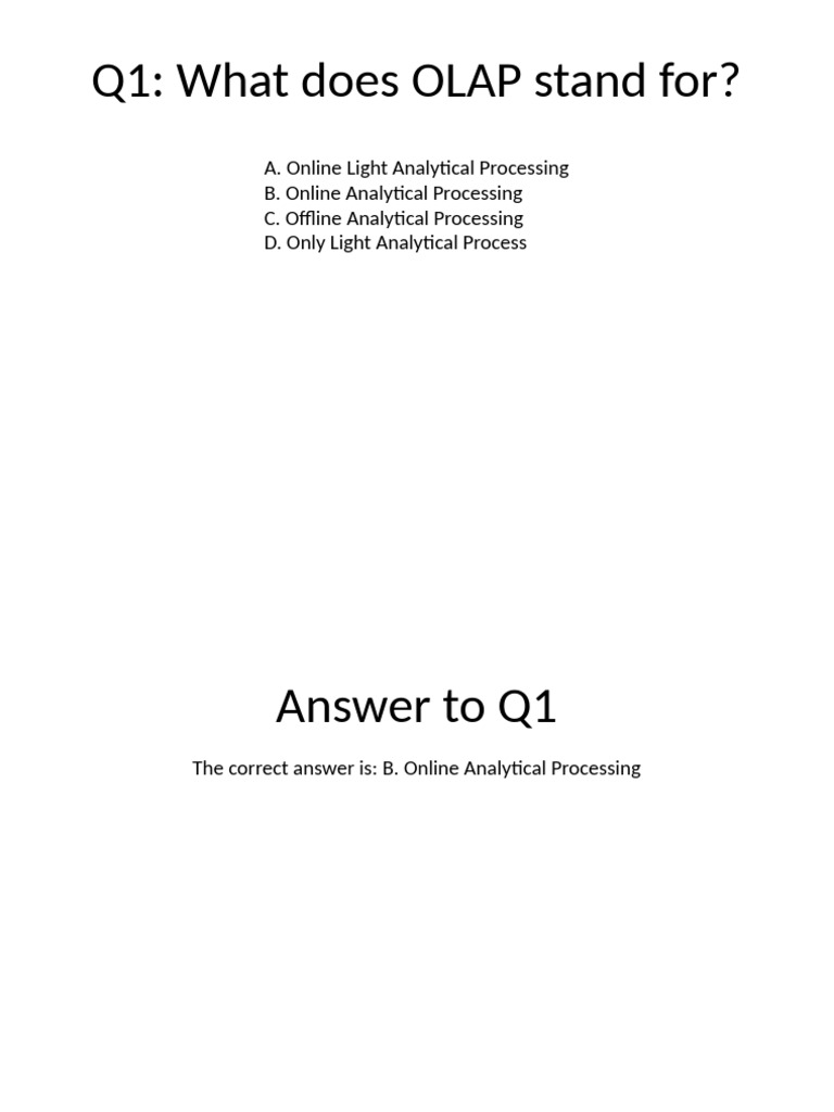 MCQ Presentation OLAP | PDF | Information Science | Information Management