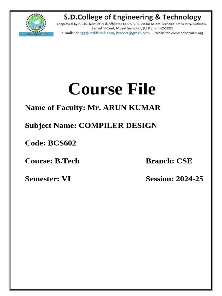 1 Course File Cover Page | PDF