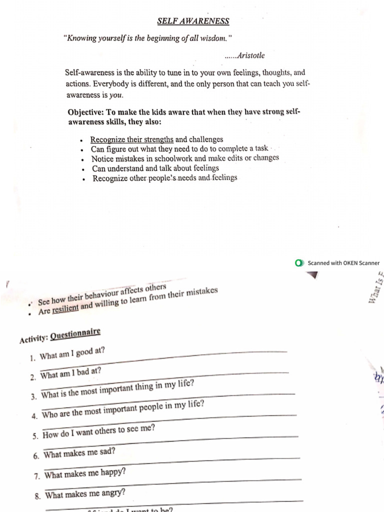 Class 9 Life Skills-1 (Self Awareness) - 1 | PDF