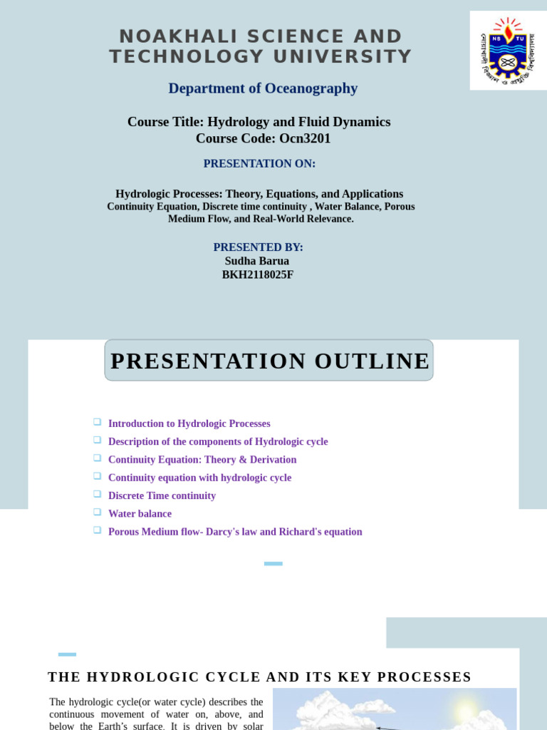 Hydrologic Processes Overview and Equations | PDF | Groundwater | Hydrology