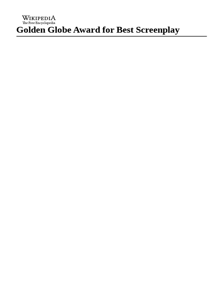 Golden Globe Award For Best Screenplay | PDF