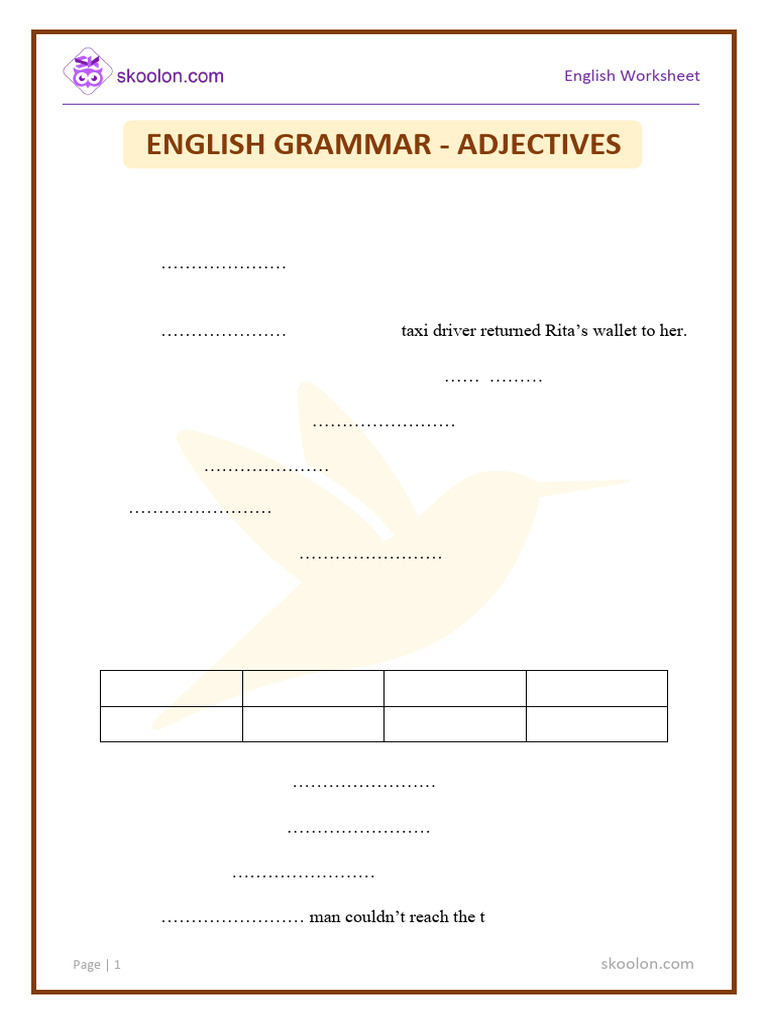 Adjective Usage in English Grammar | PDF | Linguistic Morphology ...