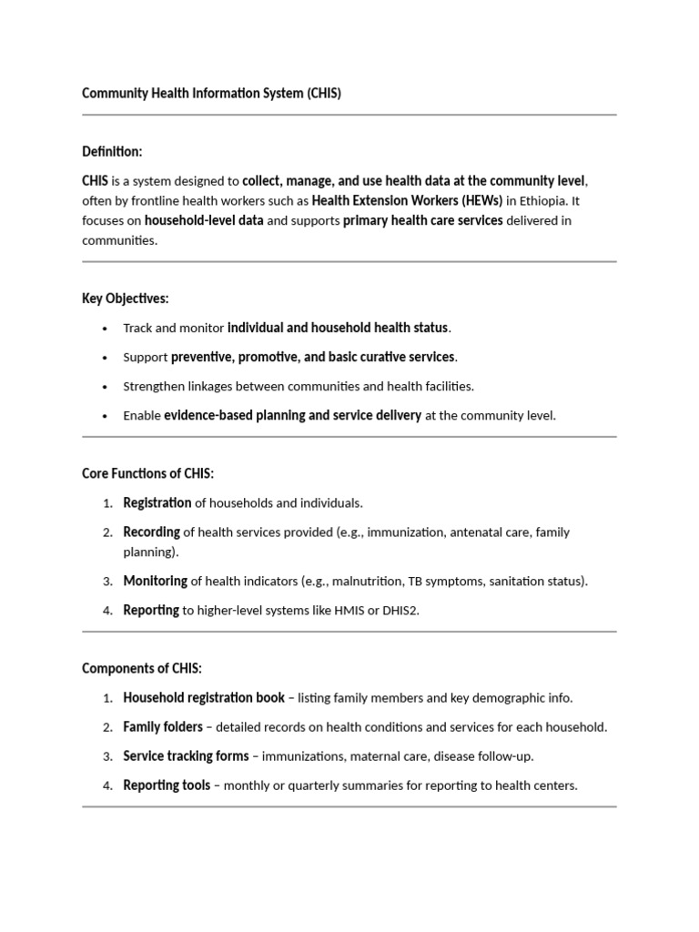 Overview of Community Health Information System | PDF