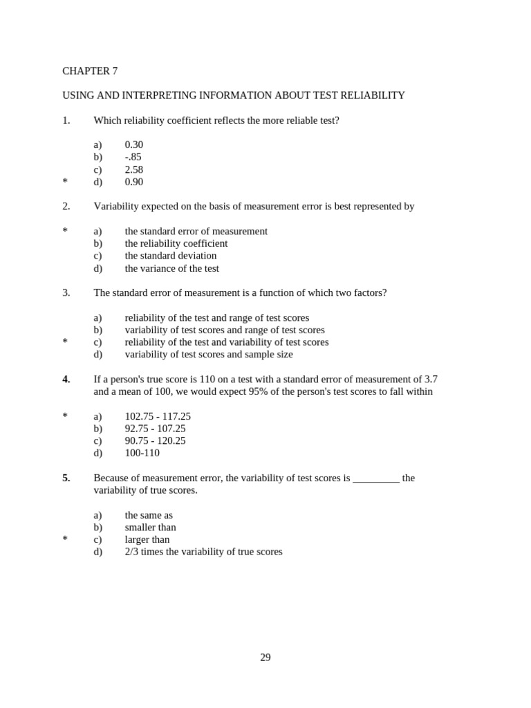 Test Reliability and Measurement Error | PDF | Variance | Standard Error