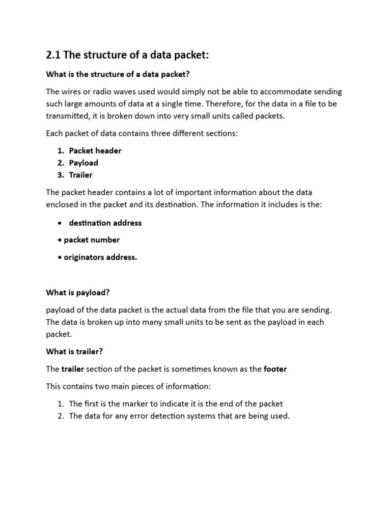 Data Packet Structure and Transmission Methods | PDF | Encryption ...